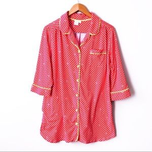 Disney Sleepshirt Nightgown Minnie & Hearts All Over Print Red Sz L